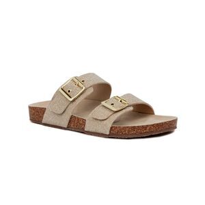 JONES NEW YORK Womens Gold Double Band CorkWeslee Platform Sandals Shoes 9 M